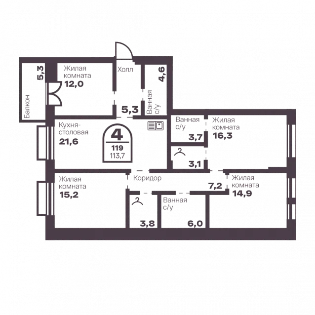 4-комнатная