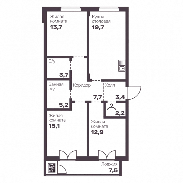 3-комнатная