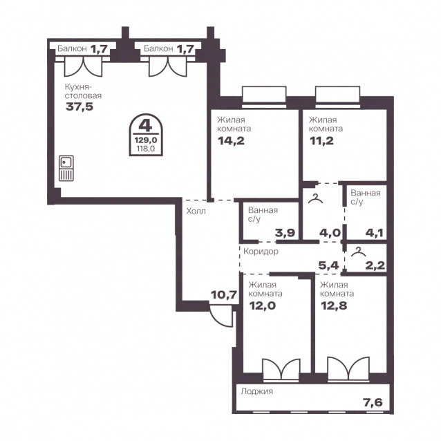 4-комнатная
