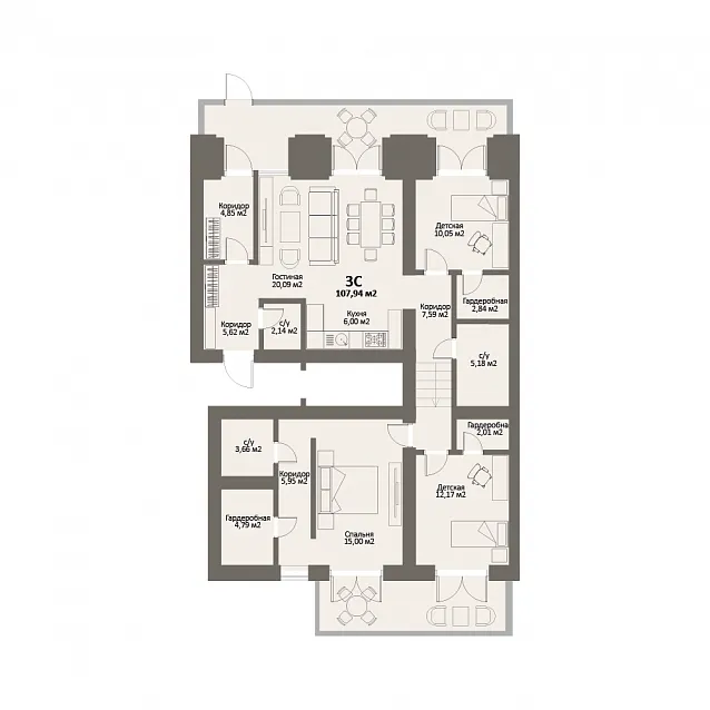 3-комнатная