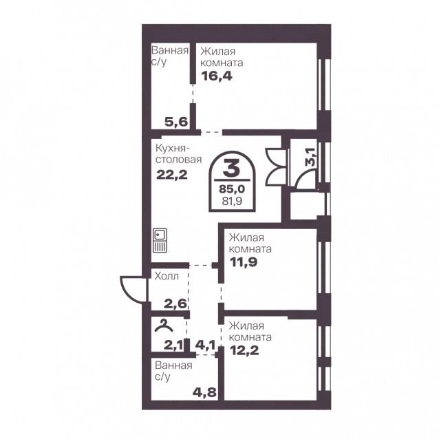3-комнатная