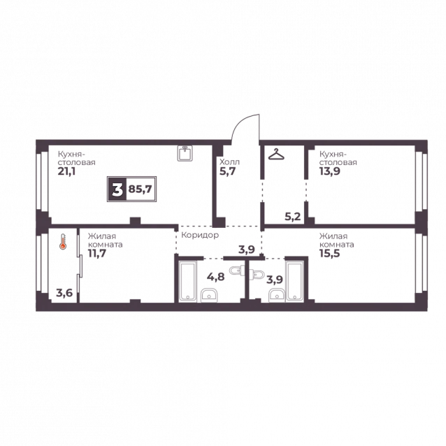 3-комнатная