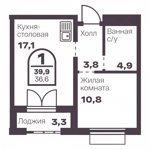 1-комнатная